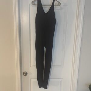 stradivarius Black Slim V-Neck Jumpsuit